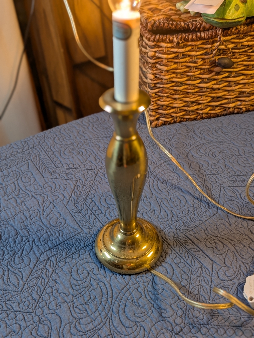 Vintage Brass Cortagcore Mini Table Lamp Candle‎ Style Electric Accent Light 15”